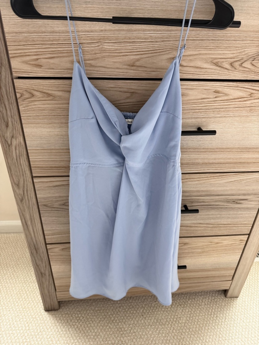 Abercrombie Dusty Blue Satin Slip with Smocked Bodice